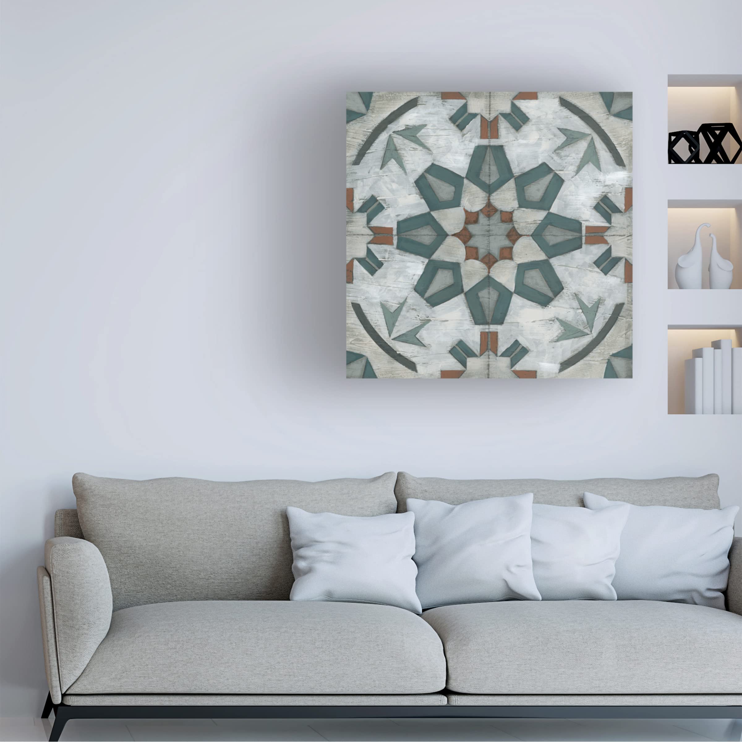 Trademark Fine Art 'Verdigris Tile I' Canvas Wall Art by June Erica Vess - 35x35 Inches, Modern Home Decor for Living Room, Bedroom & Office