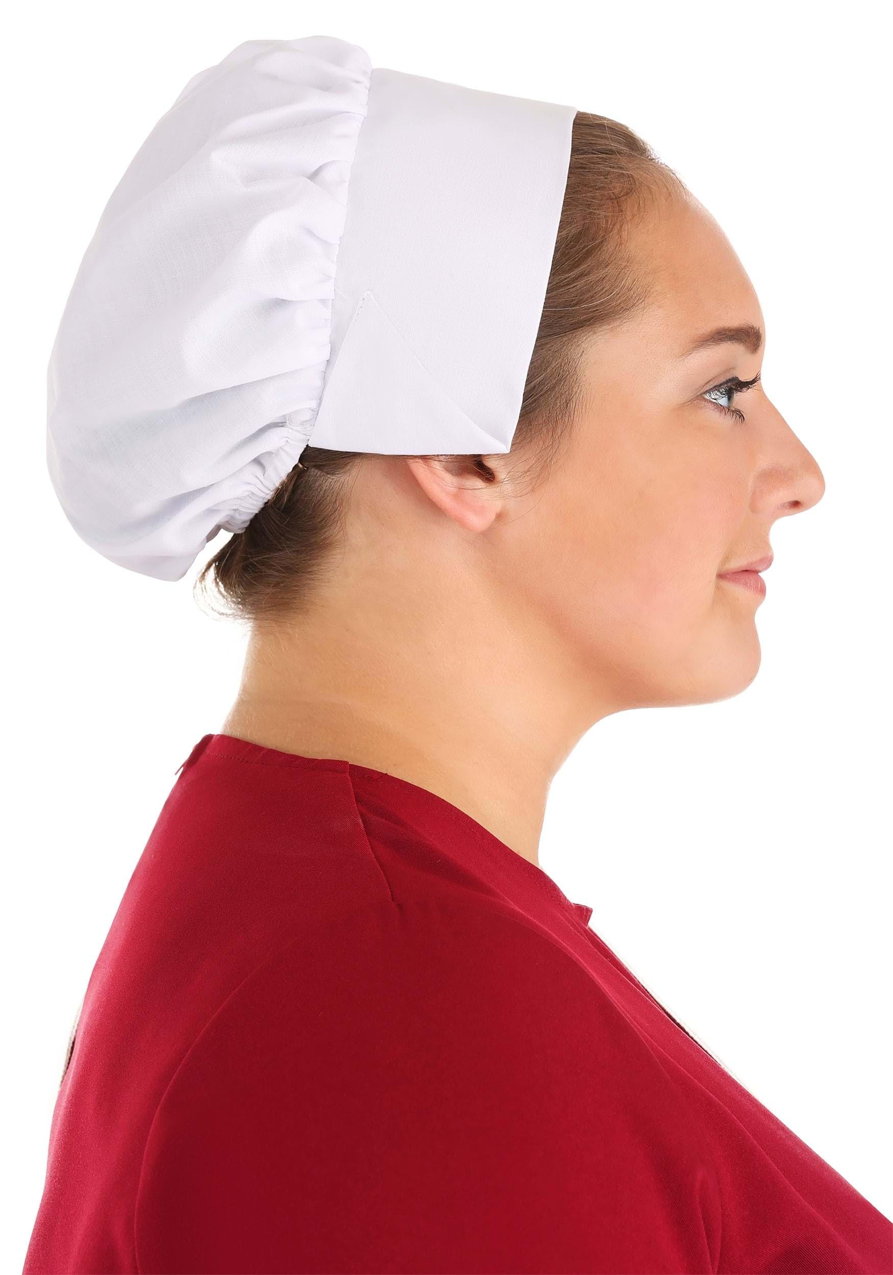 Plus Size Handmaid's Tale Costume - Red Dress with Hooded Cape, White Bonnet, Belt & Satchel Bag | Women's Halloween Cosplay, Book Club Party, Dystopian Theme Event Outfit