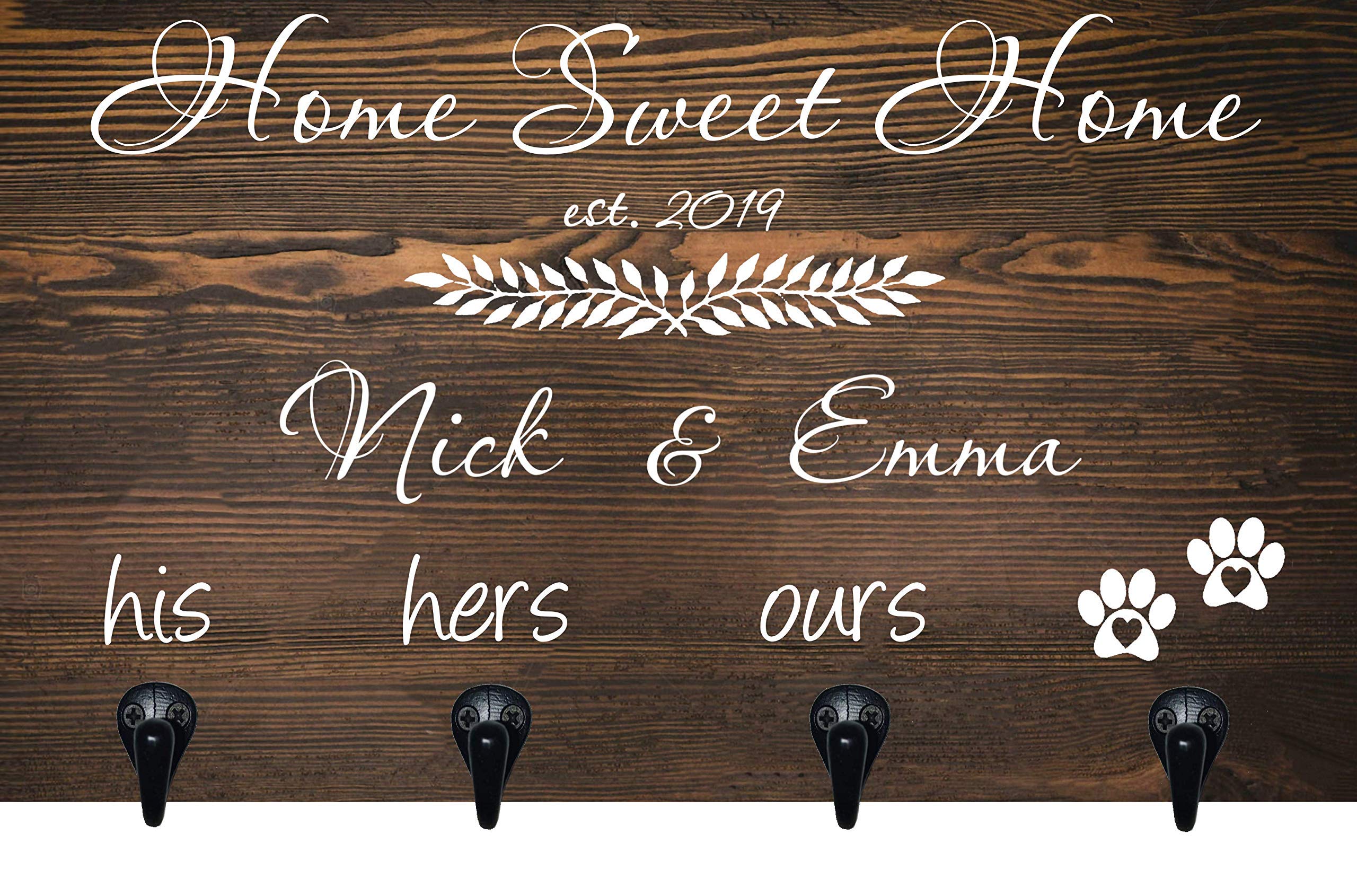 Personalized Dog Leash Holder & Custom Wall Key Holder - Unique Wedding Gift & Housewarming Present - Perfect for Entryway Organization & Pet Accessories Storage