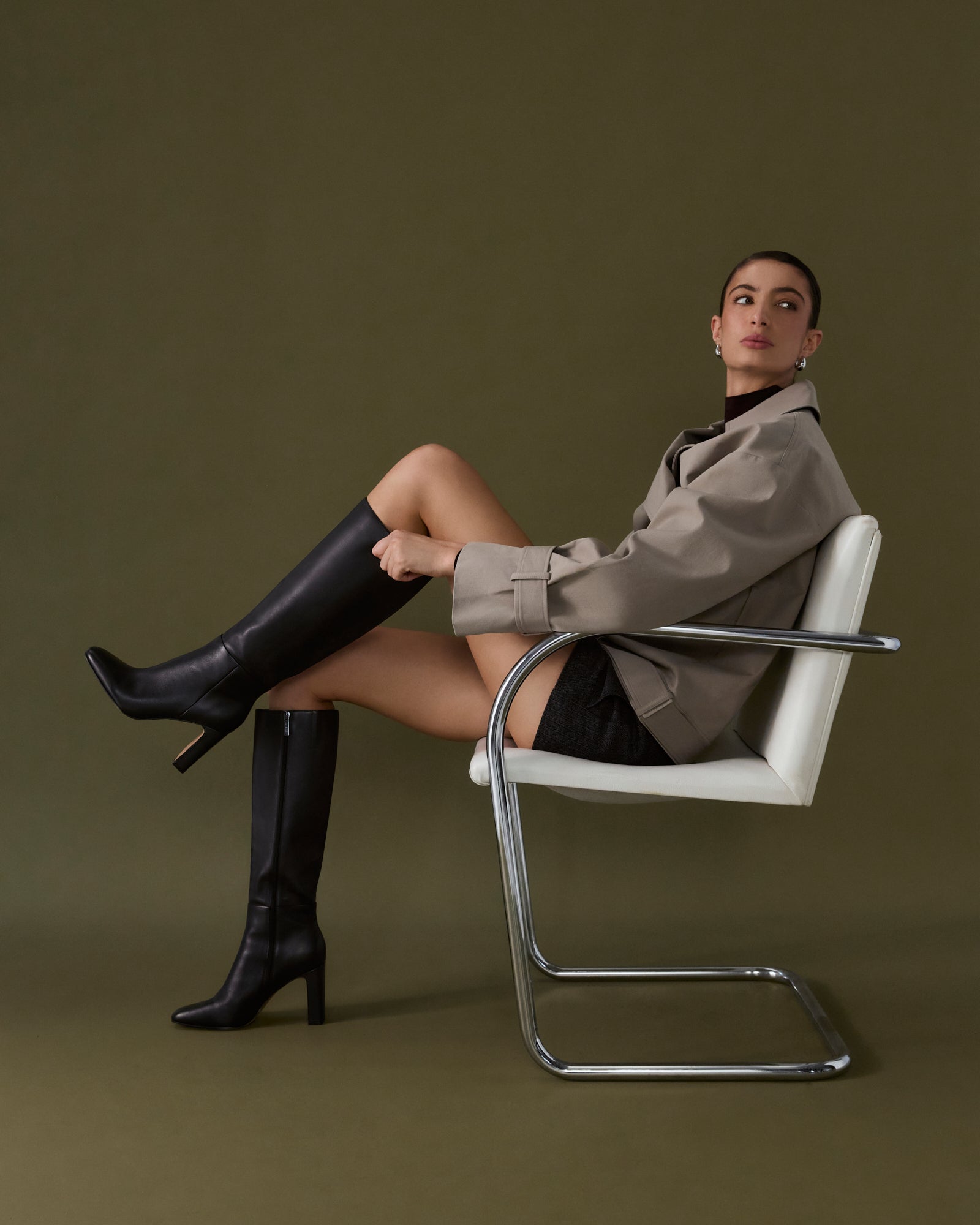STORMI Black Leather Knee High Boots for Women - Stylish & Comfortable Winter Boots for Outdoor, Riding, and Fashion