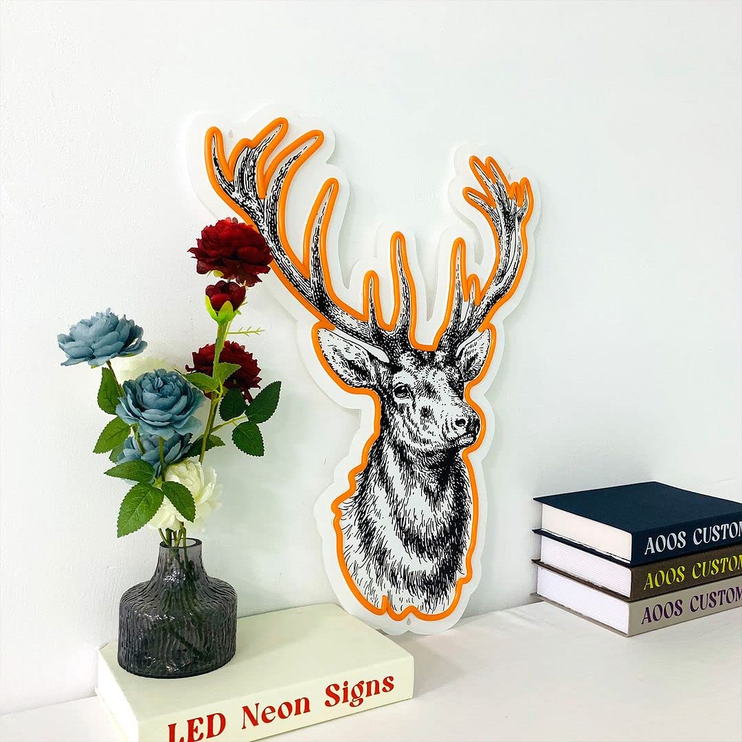 **Deer Neon Signs for Wall Decor - Custom LED Neon Lights for Bedroom, Home, Wedding & Party - Aesthetic Room Lighting for Bathroom & Kitchen - Perfect for Gifts, Bars & Cafe Decor**