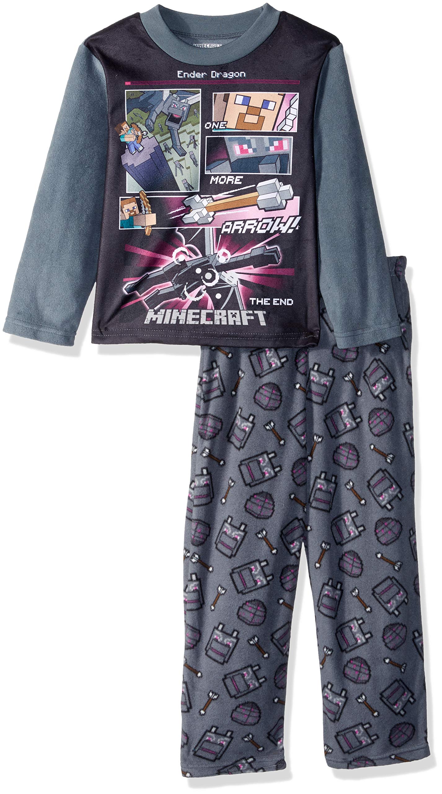Minecraft Boys' 2-Piece Fleece Pajama Set for Kids - Soft & Comfortable Gaming Sleepwear for Boys, Perfect for Sleepovers & Game Nights
