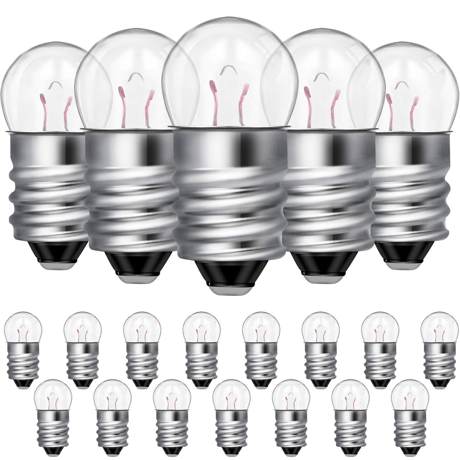Honoson 20-Pack E10 Mini Light Bulbs 1.5V 0.3A - Tiny Screw Base Replacement Bulbs for Flashlights, Electrical Experiments & DIY Projects - Perfect for Science Kits, Model Lighting & Educational Physics Labs