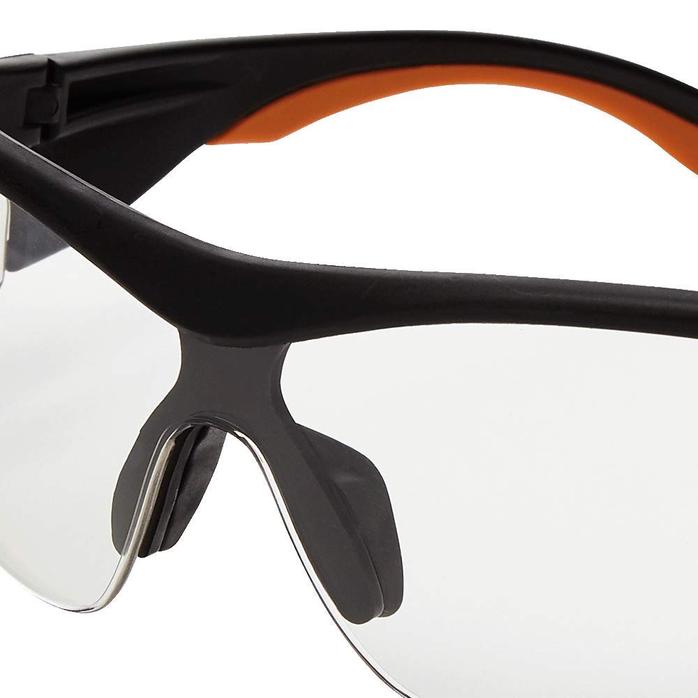 Sellstrom Sporty Safety Glasses - Clear Anti-Scratch Polycarbonate Lenses, Black/Yellow Temples, Heavy Duty Frame - Protective Eyewear for Construction, Woodworking & DIY Projects (Pack of 1) S71400