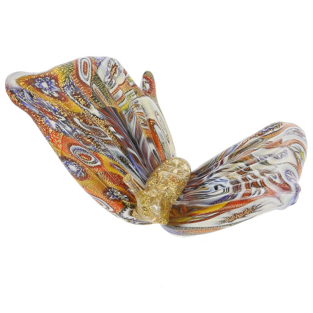 Authentic Murano Glass Butterfly - Handcrafted Venetian Millefiori Art Piece with Gold Accents | Perfect for Home Décor, Wedding Gifts & Collector's Display