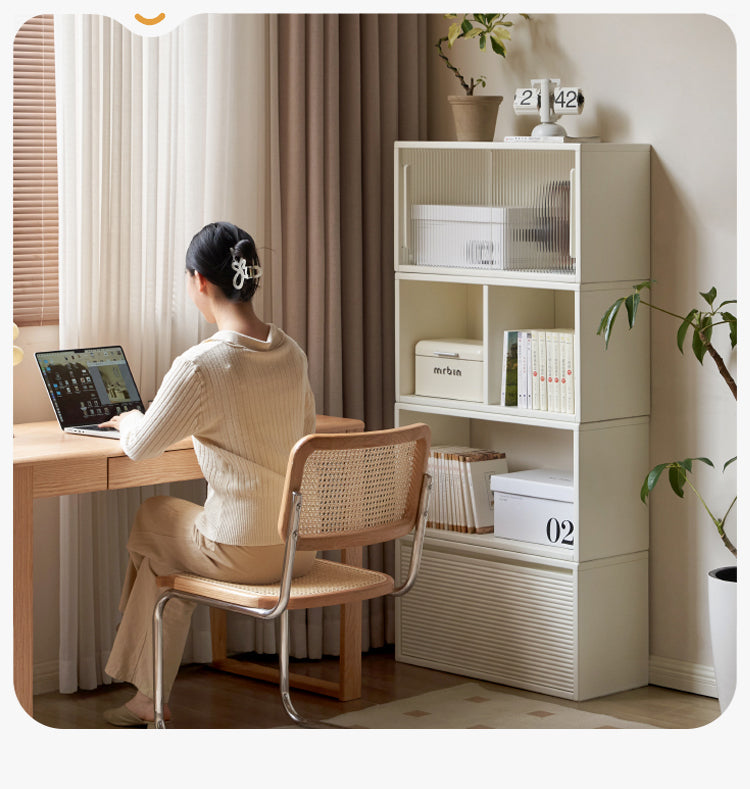 Pine Solid Wood Cream White Lattice Storage Low Bookcase - Modern Farmhouse Style Bookshelf for Living Room, Bedroom, Office - Perfect for Organizing Books, Decor & Storage Needs