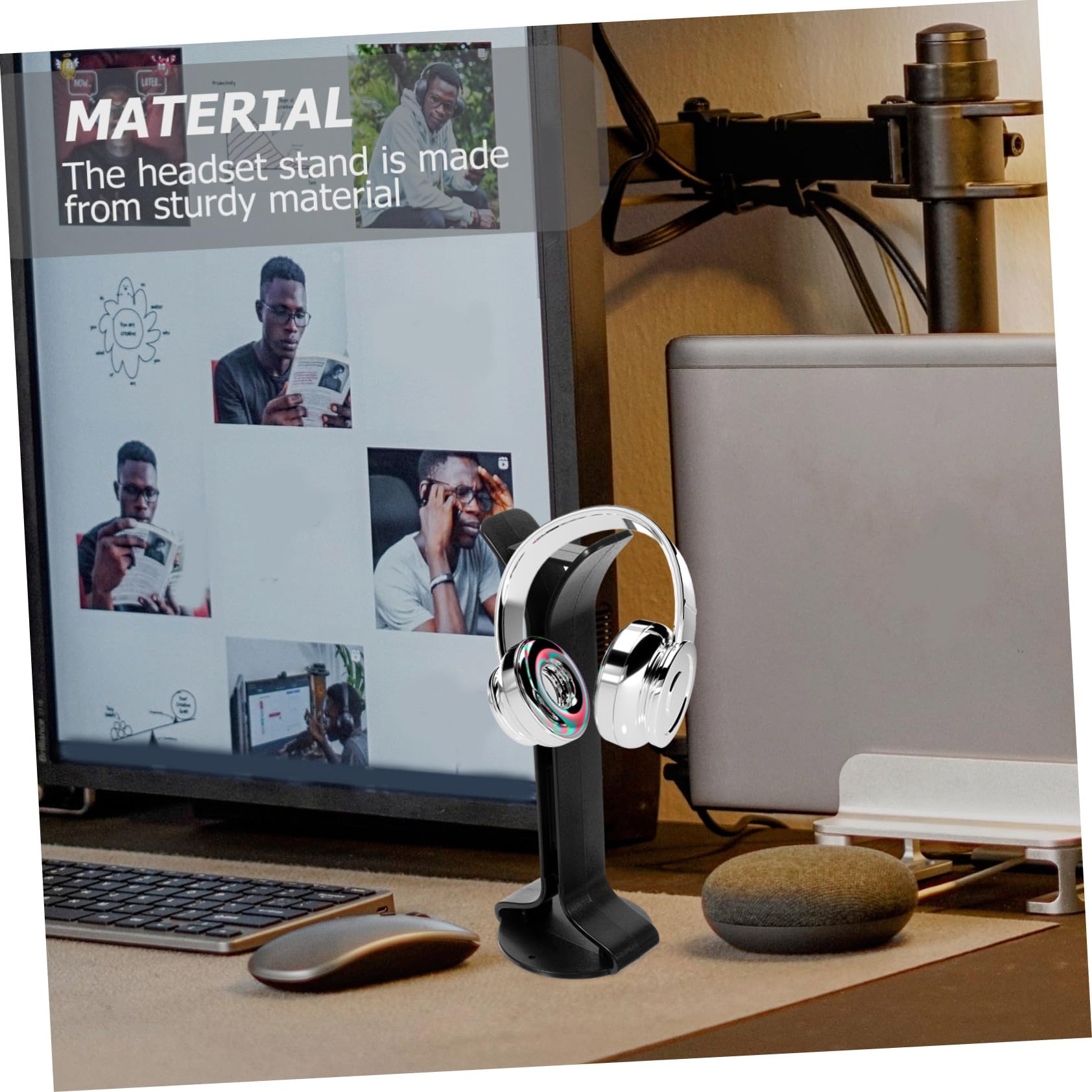 Levemolo Flat Base Headphone Stand - Durable Desk Organizer for Headphones & Earphones - Perfect for Gaming, Office & Home Workspace Setup