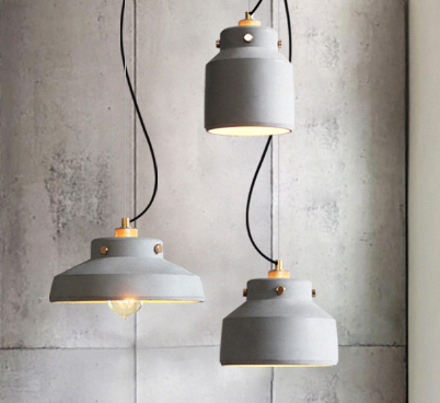 Scandinavian Modern Cement Pendant Light - Rikard Minimalist Hanging Lamp for Dining Room, Kitchen Island, or Living Room Decor
