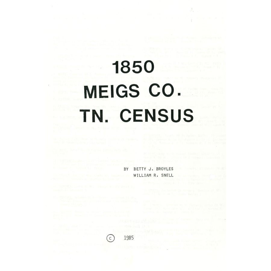 1850 Meigs County Tennessee Census Records - Genealogy Research & Family History Search for Ancestry & Historical Records