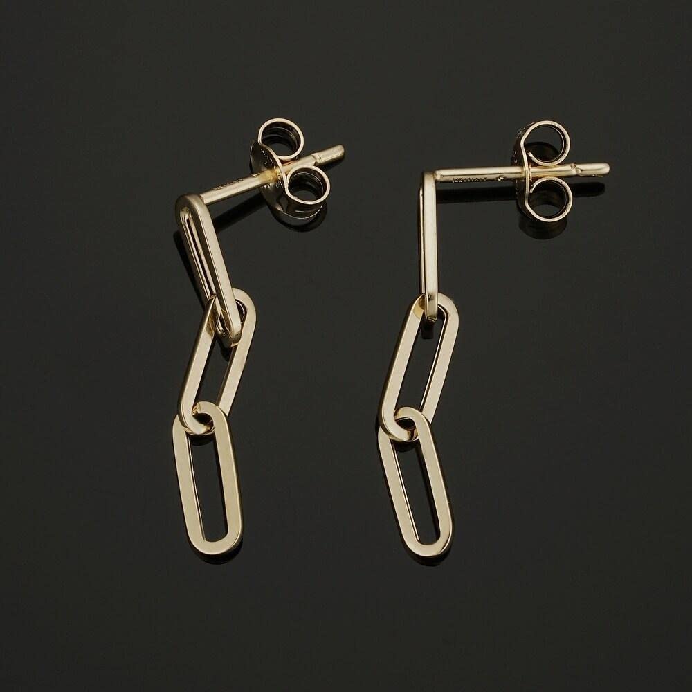 14K Yellow Gold Clip-On Dangle Earrings for Women - 3/4