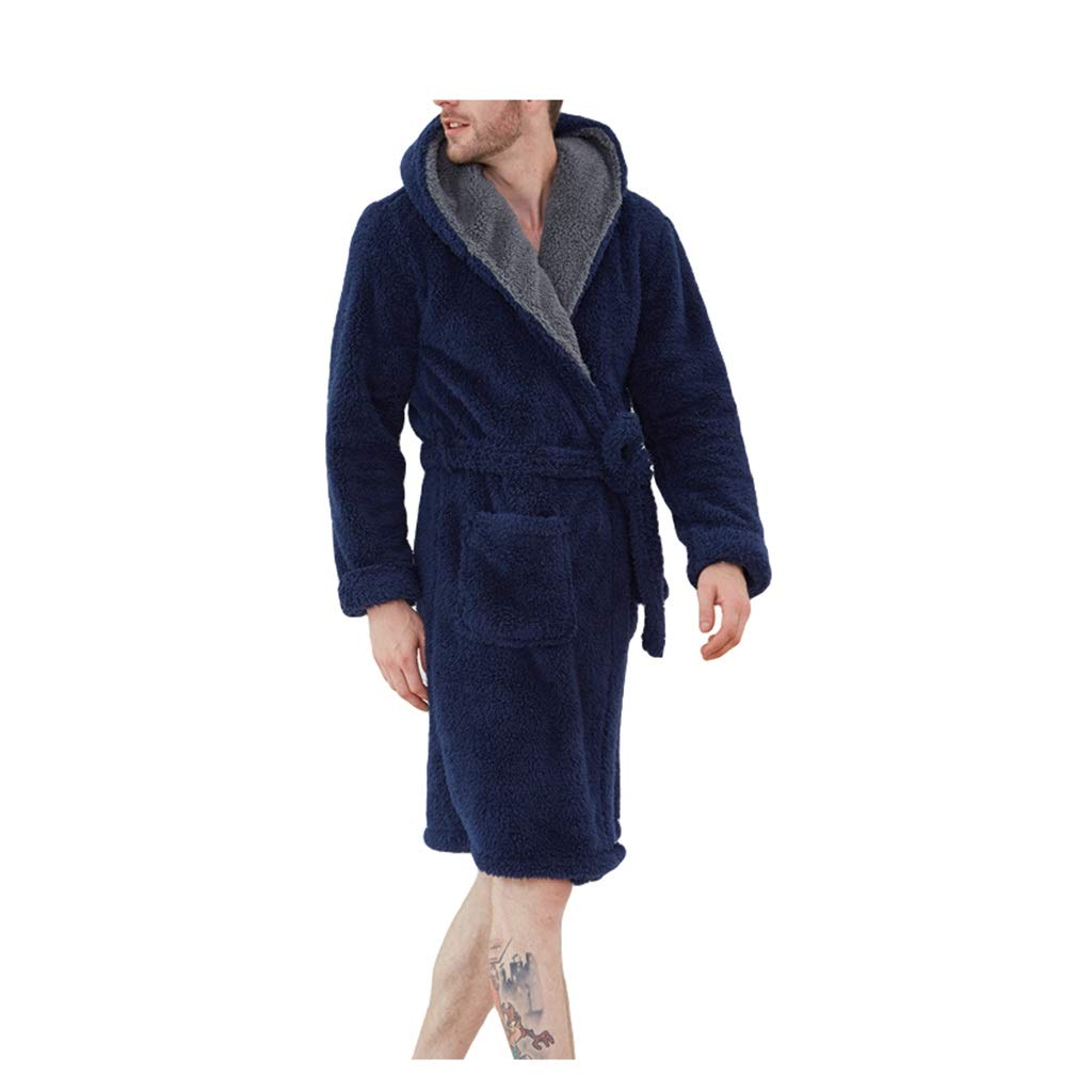 Men's Plush Fluffy Bathrobe - Extra Long Warm Thick Winter Robe with Soft Fleece Lining for Shower, Spa & Lounge Wear (Black, X-Large) - Perfect for Relaxing at Home, Hotel Stays & Cozy Evenings