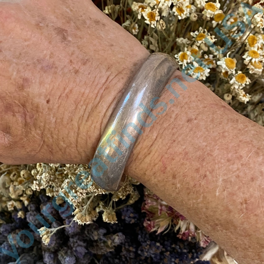 Vintage Sterling Silver Wide Cuff Bracelet with Antique Patina Finish - Elegant Boho Jewelry for Women, Perfect for Weddings, Parties & Everyday Wear
