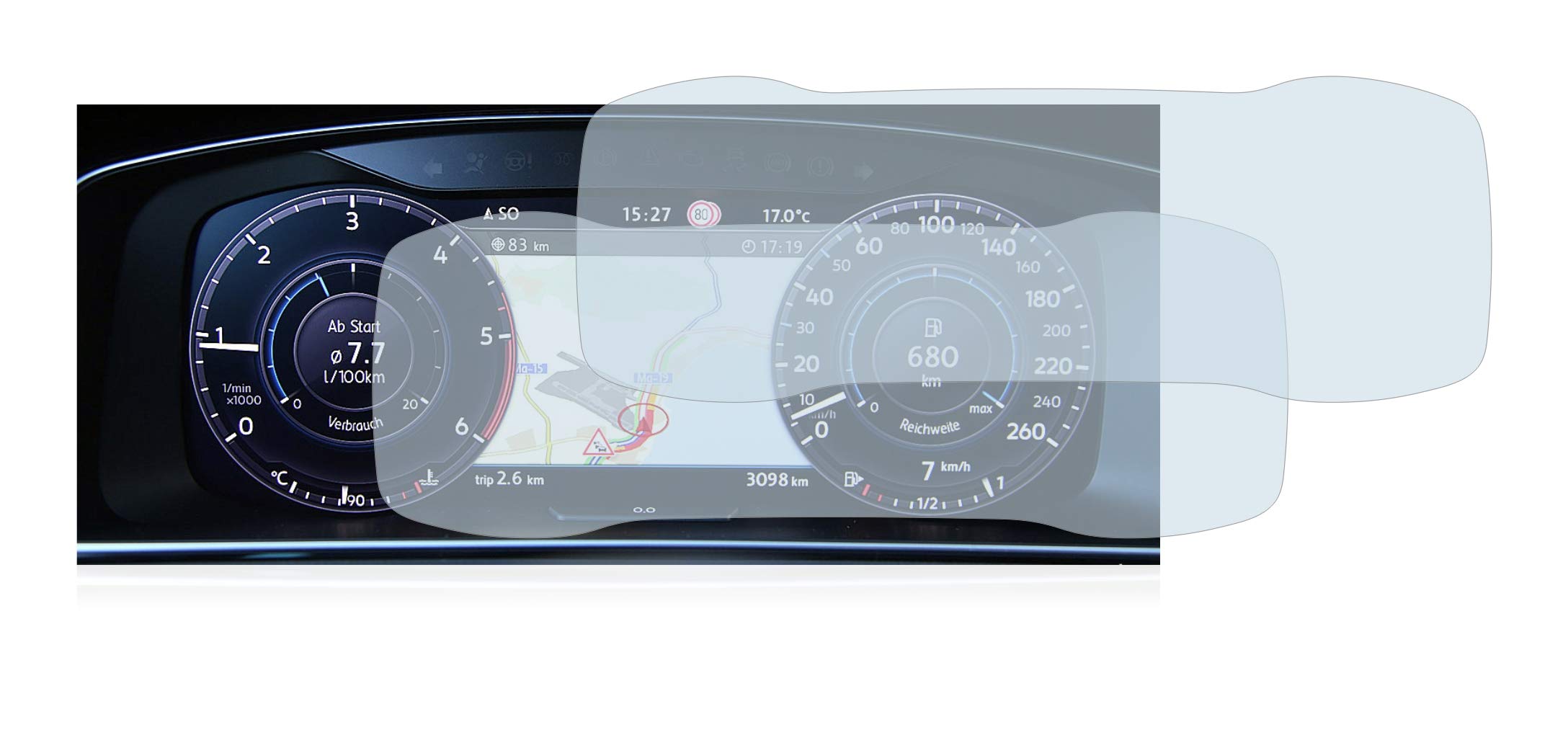 Brotect Anti-Glare Screen Protector for Volkswagen Golf 7 Active Info Cockpit 12.3