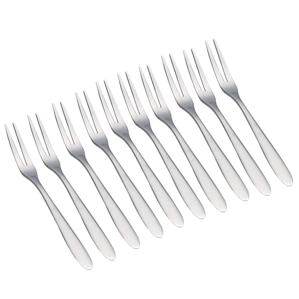 10-Piece Stainless Steel Cocktail Forks Set - Elegant Fruit Picks for Desserts, Appetizers & Party Platters - Perfect for Weddings, Cocktail Parties & Home Entertaining