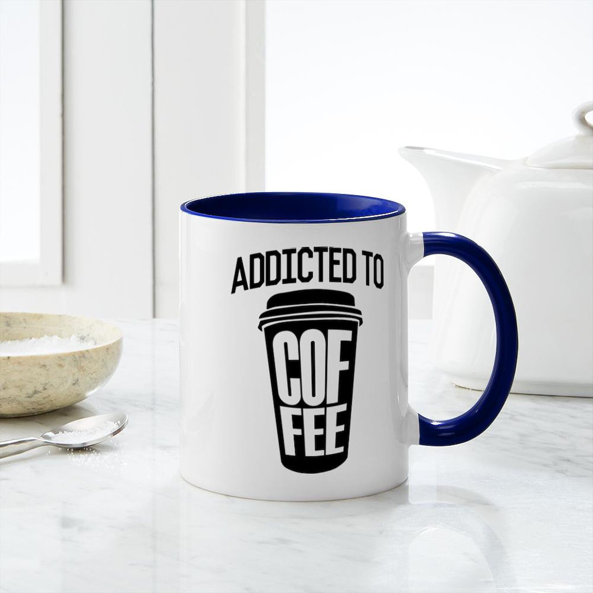 Addicted To Coffee 11 oz (325 ml) Ceramic Coffee Mug - Perfect for Office, Home & Gifts - Funny Coffee Lover Gift Idea