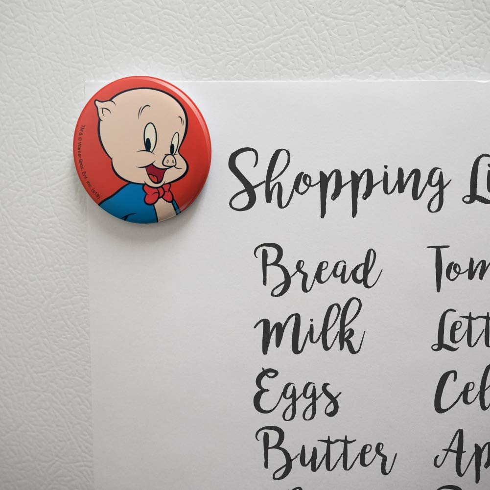 Looney Tunes Porky Pig Kitchen Refrigerator Magnet - Fun Cartoon Character Decorative Fridge Button for Home, Office & Dorm Use