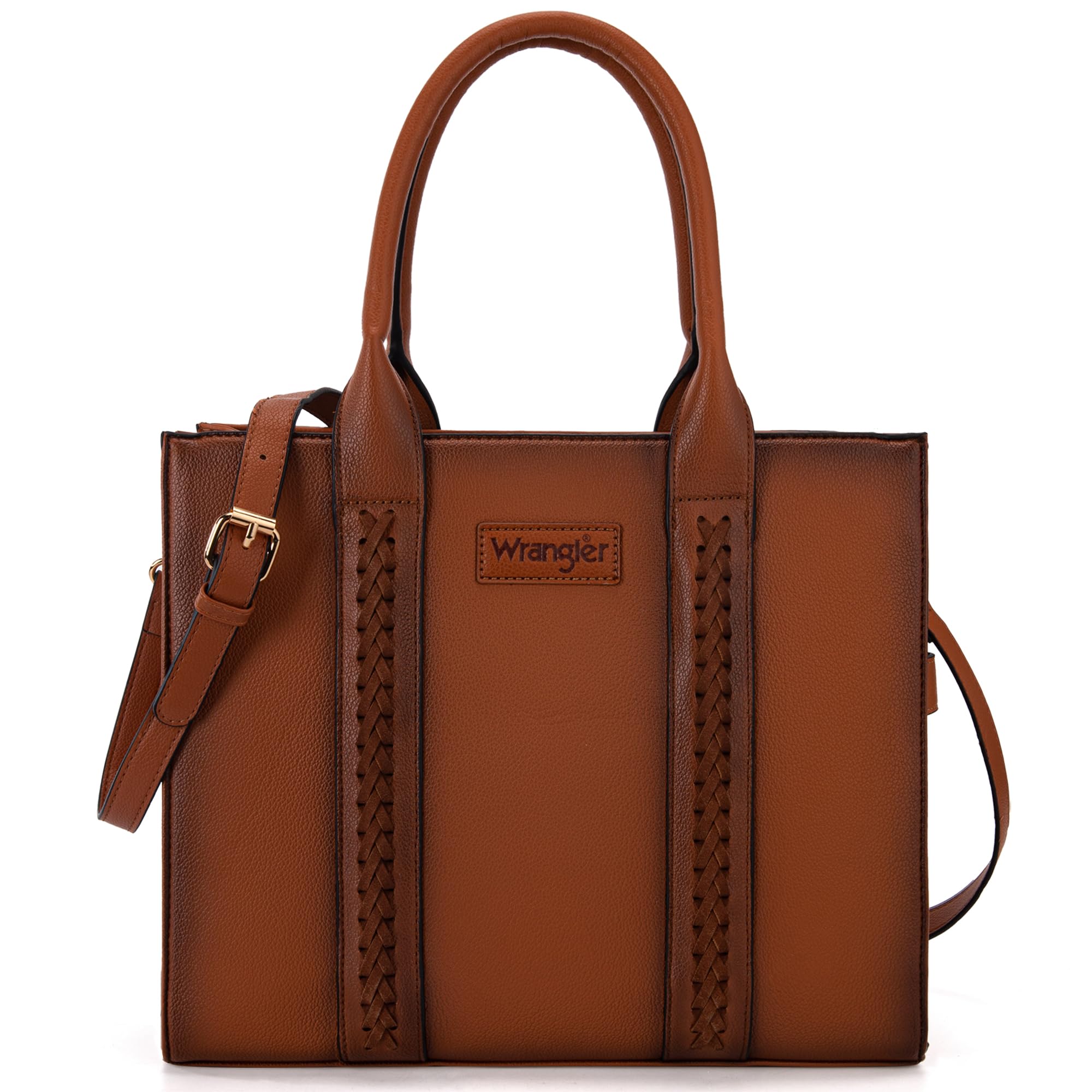 Vintage Wrangler Women's Large Work Tote Bag with Adjustable Strap & Top Handle - Stylish Leather Purse for Office, Travel & Everyday Use