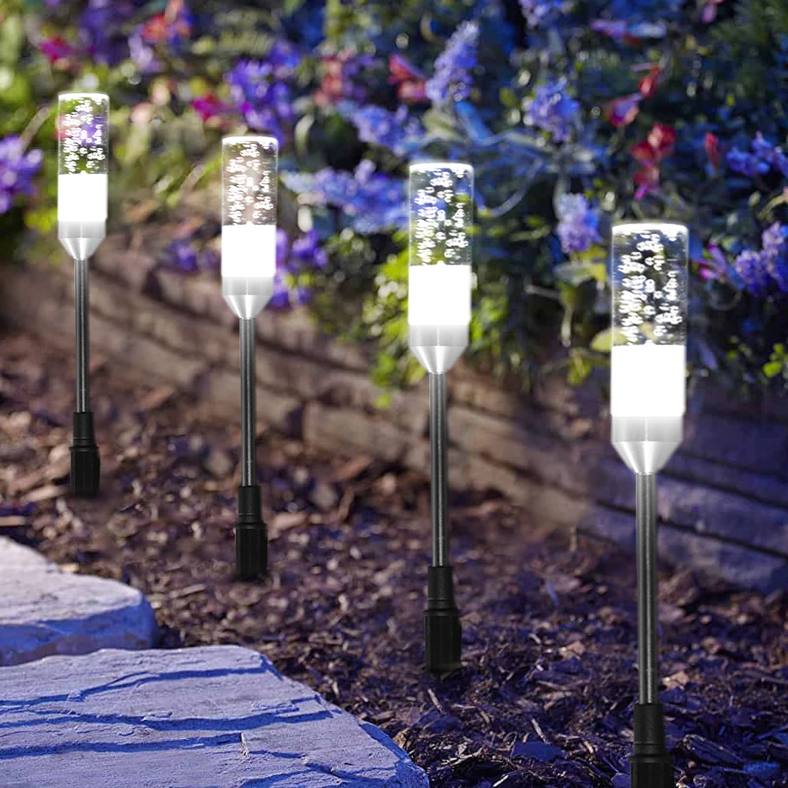 B-right 6-Pack LED Pathway Lights Outdoor, 4.8W Low Voltage Garden Lights (12V AC Plug, 570 Lumens, IP65 Waterproof) - Cool White 6000K Landscape Lighting for Patio, Yard, Walkway, Driveway & Garden Pathways - Perfect for Evening Ambience and Safety Lighting