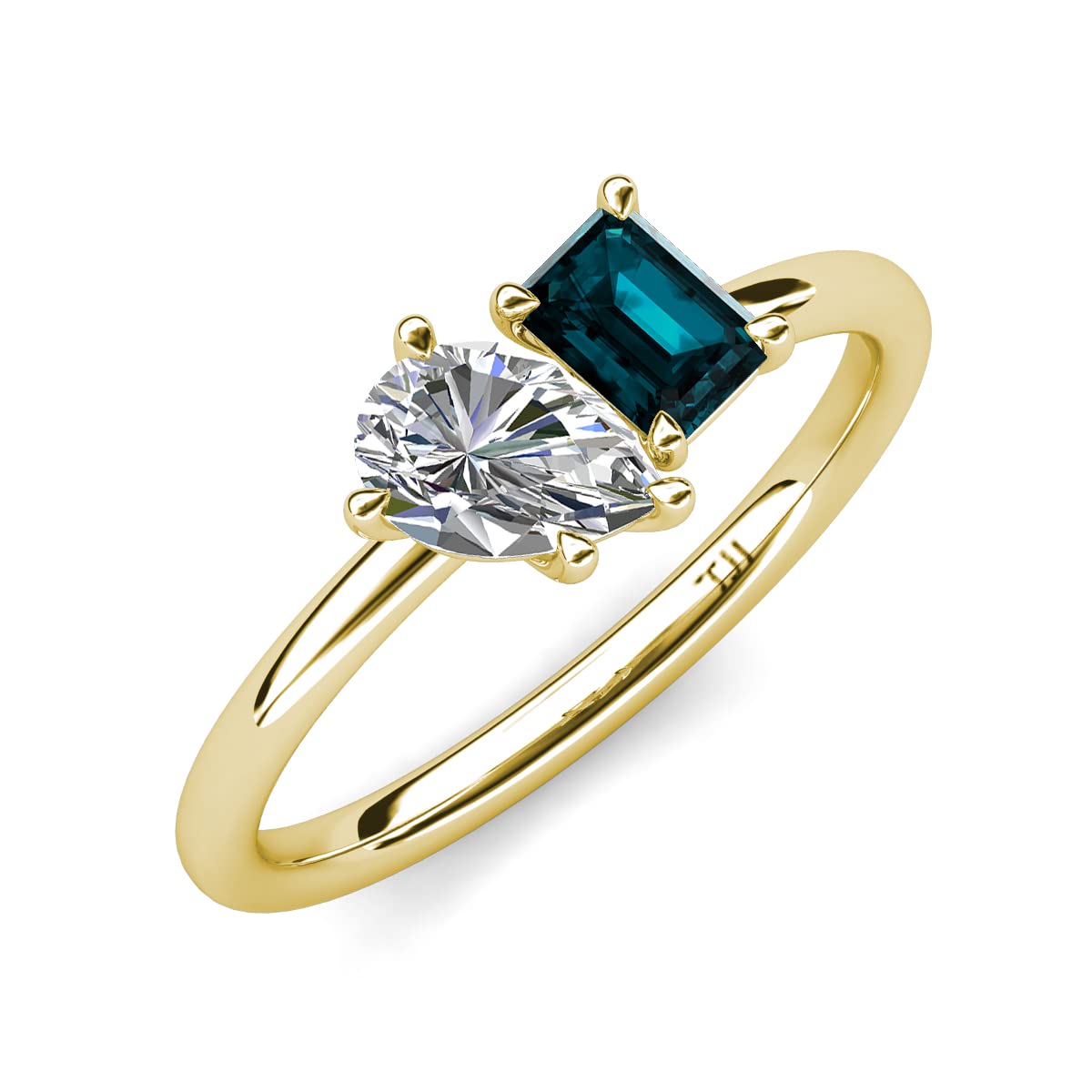 2.60ct Pear Shape Moissanite & London Blue Topaz Toi Et Moi Engagement Ring for Women - 14K Gold Wedding, Proposal, Anniversary Gift for Her