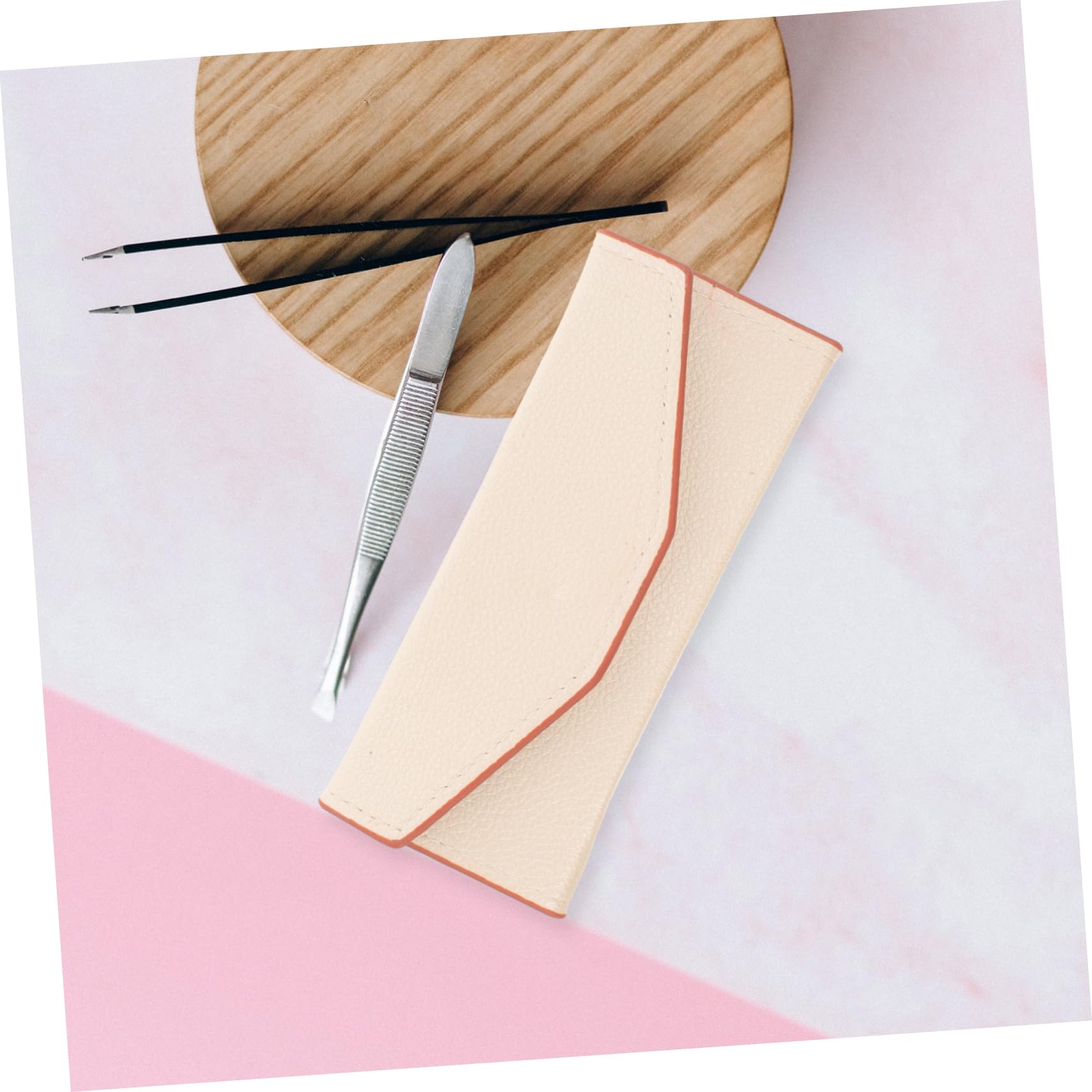 FRCOLOR Eyelash Extension Tweezer Storage Case - Fashionable Lash Tweezer Holder Bag (15x6.5cm, White) - Perfect for Salon Professionals & DIY Lash Artists