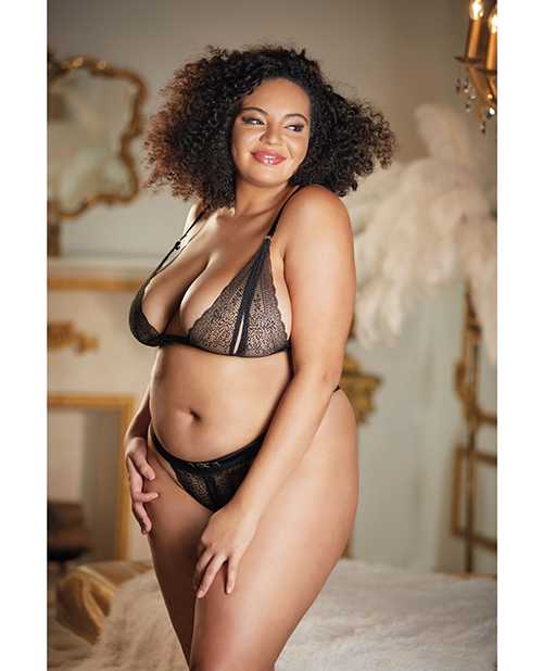 Allure Lace Peek-a-Boo Bralette & Panty Set - Sexy Black Lingerie for Women | Perfect for Date Night & Boudoir Photography
