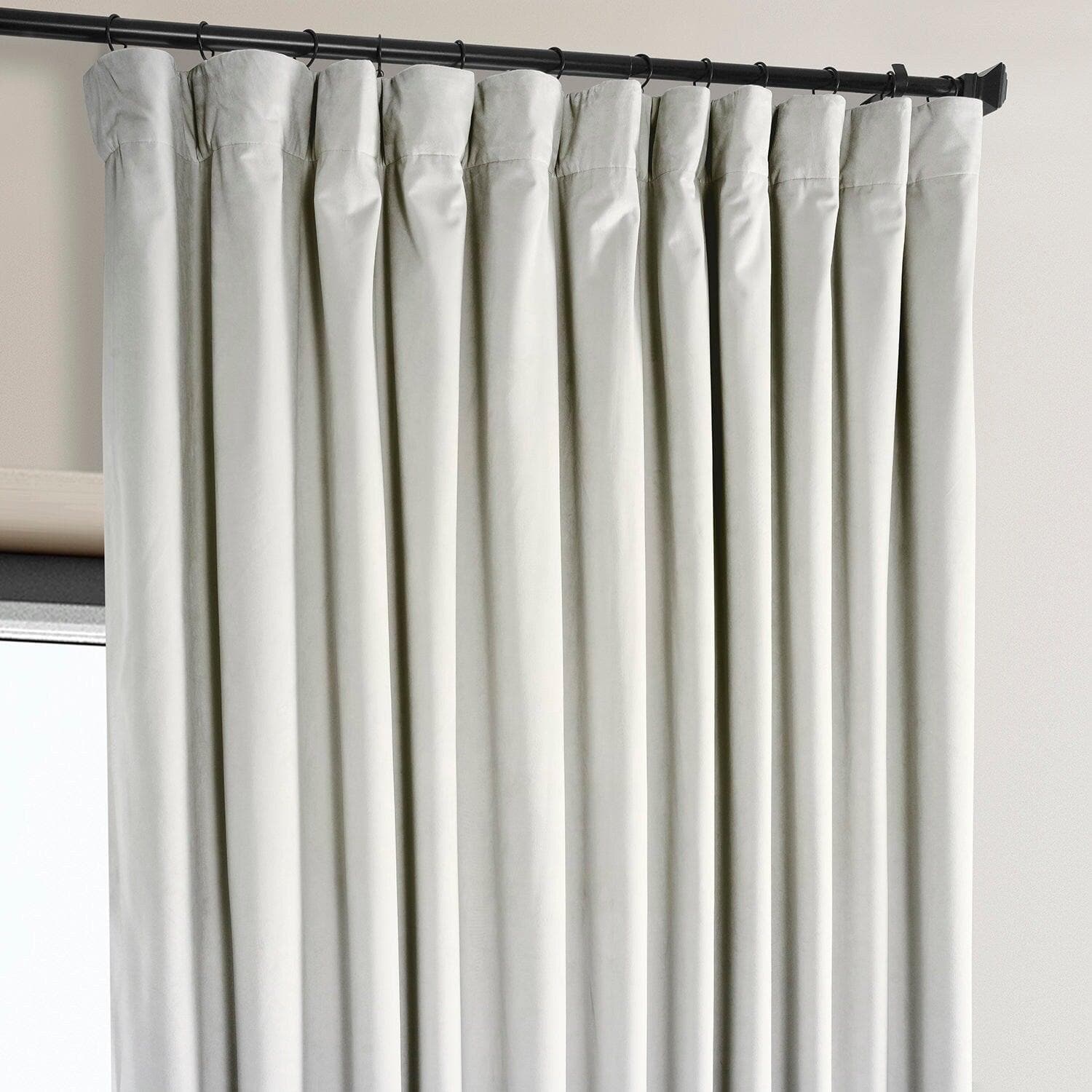 Misty White Extra Wide Signature Plush Velvet Blackout Curtains for Bedroom & Living Room - Noise Reducing Thermal Insulated Drapes for Hotels, Home Theater, and Nursery