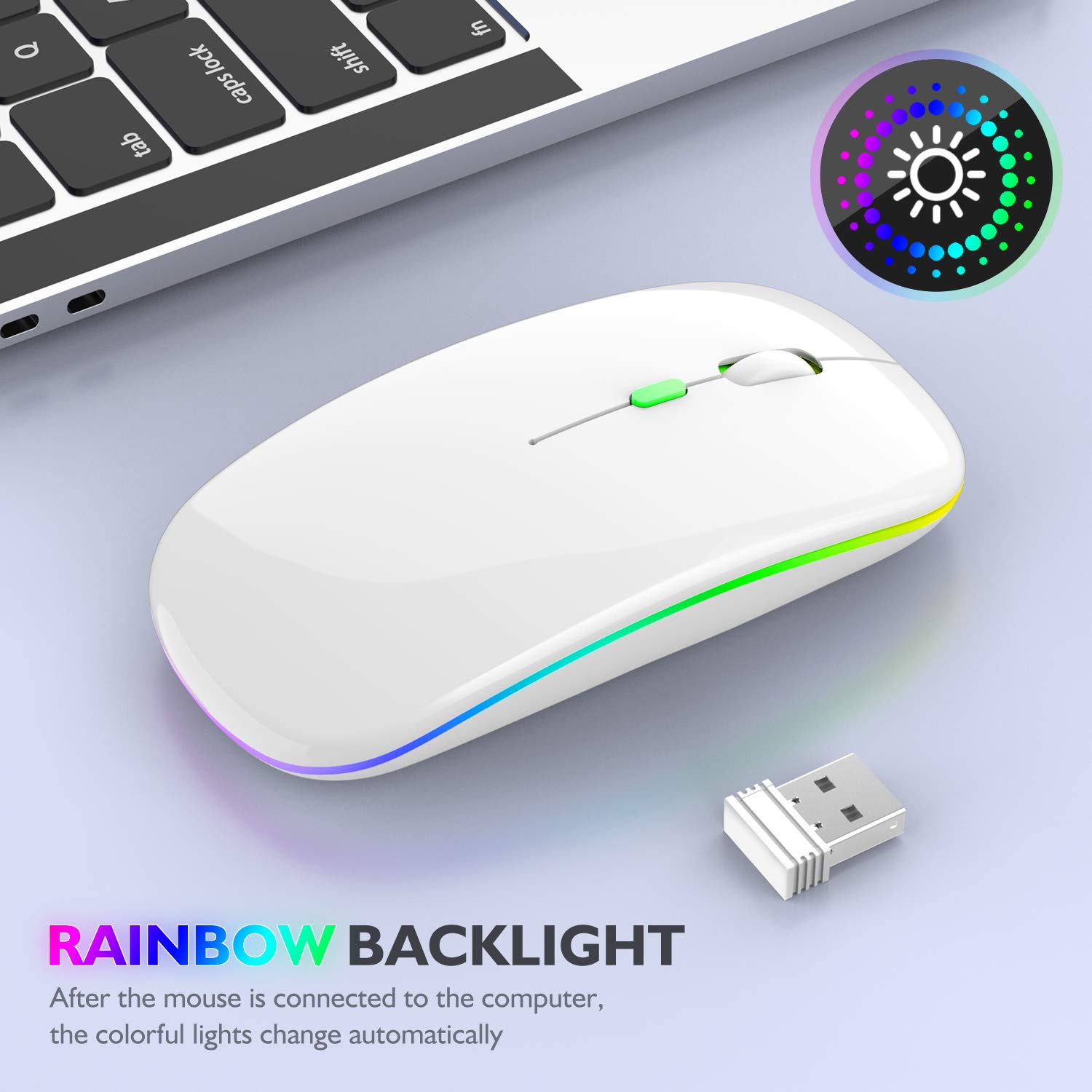 Wireless Bluetooth Mouse for iPad, MacBook Air, MacBook Pro, iMac, Mac Mini, Chromebook & PC - Rechargeable Ergonomic Mouse (White) - Perfect for Office, Home & Travel Use