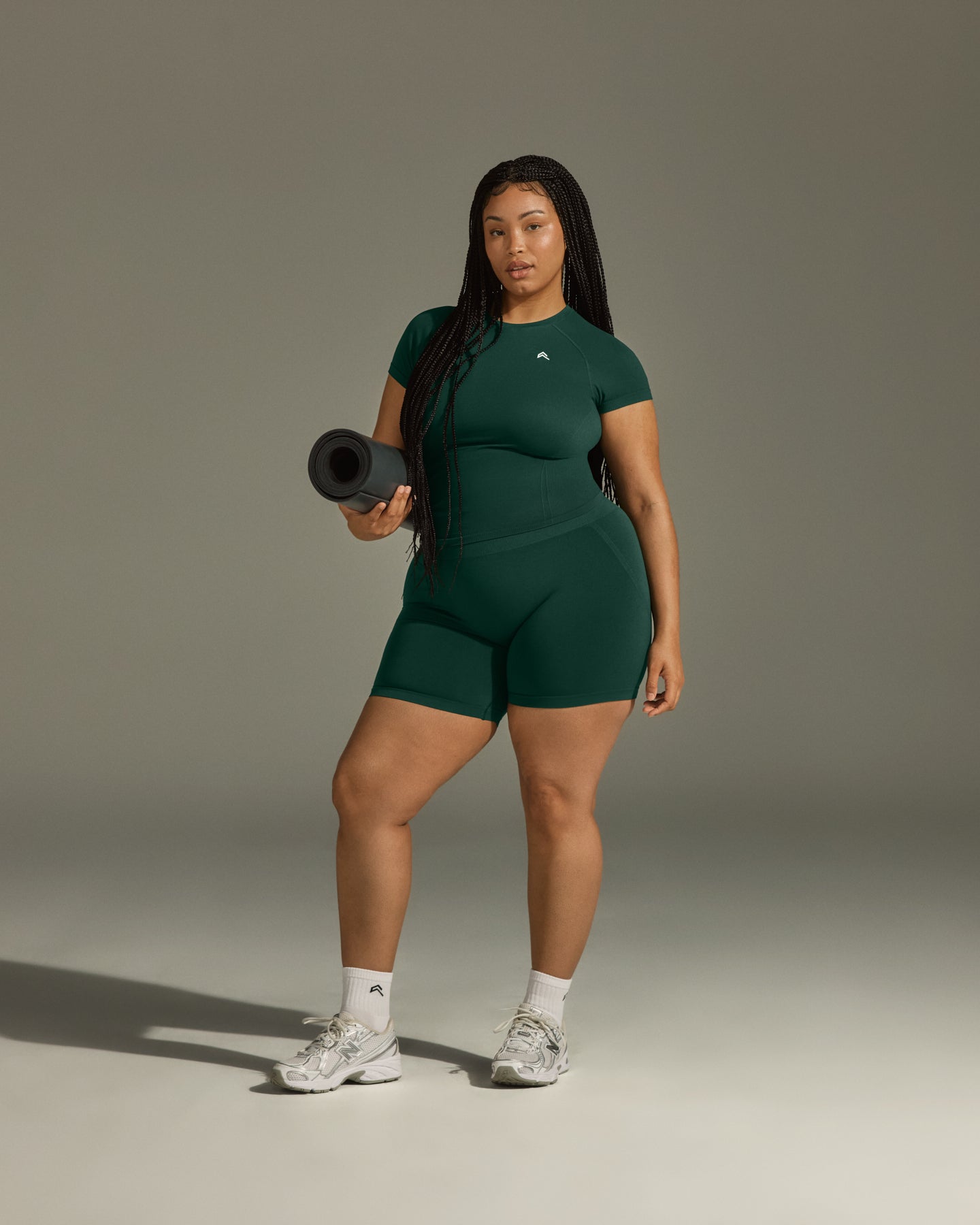 Seamless Fitted Top for Women - Comfortable Stretchy Basic Tee in Racing Green | Perfect for Casual Wear, Workouts & Layering