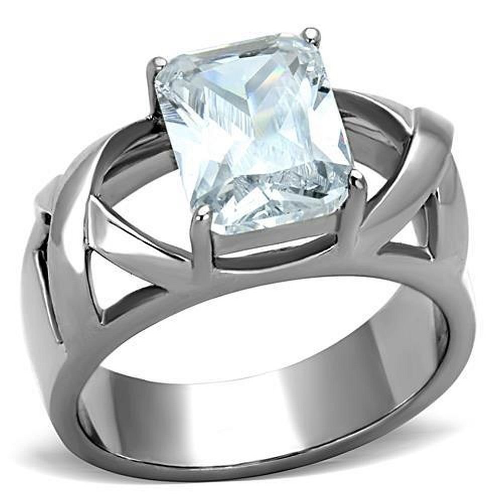 3.8ct Solitaire Radiant Cut Rectangle Cubic Zirconia Engagement Ring for Women - 925 Sterling Silver Wedding Promise Band - Perfect for Proposals, Anniversaries & Special Occasions