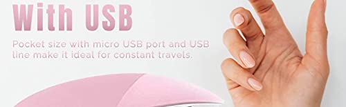 Perriha Mini Foldable LED UV Nail Lamp - Portable Nail Polish Dryer & Curing Light for Gel Polish, Acrylic & All Nail Paints (Pink) | Perfect for Home Manicures, Nail Salons & Travel
