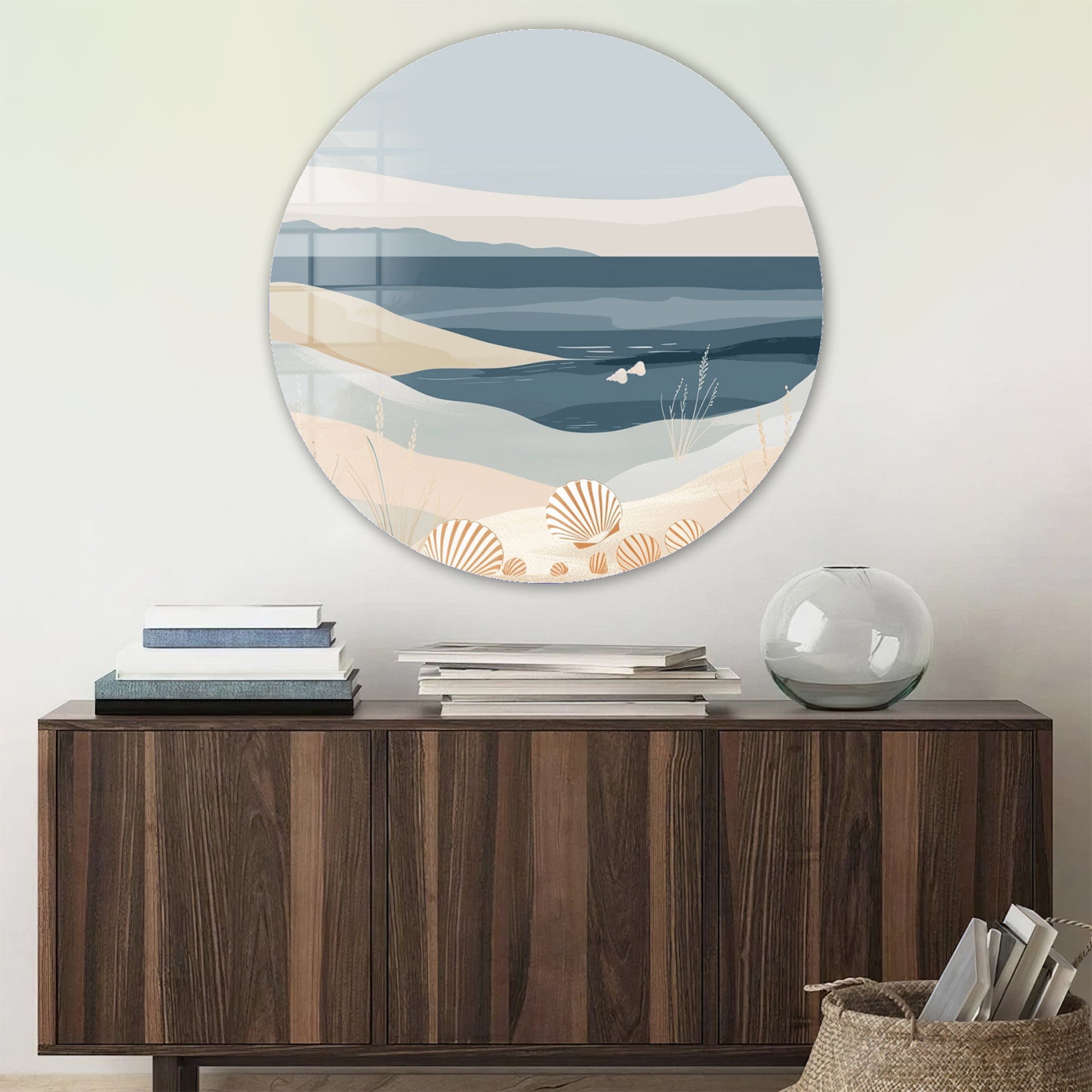 Layers of Beach Rounded Glass Wall Art - Coastal Home Decor for Living Room, Bedroom & Office - Perfect for Beach House, Boho & Modern Interiors