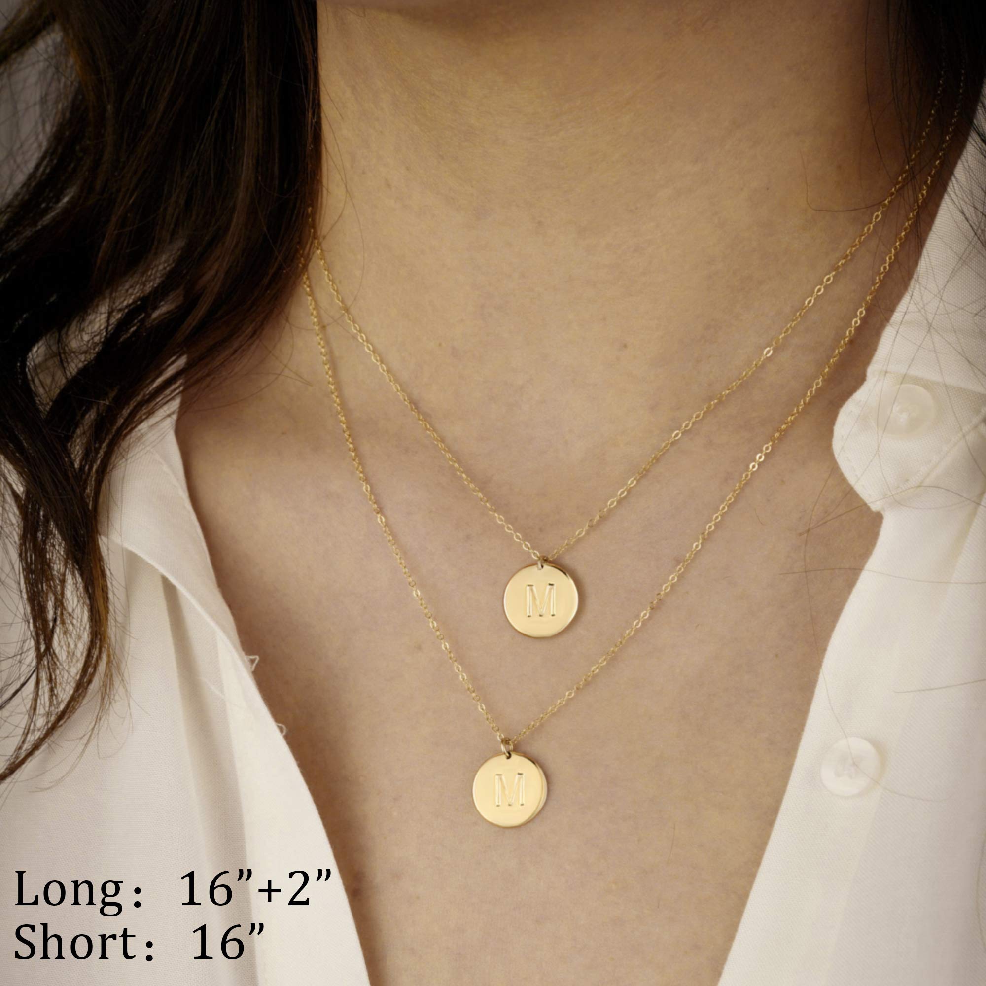 Personalized Initial Necklace for Women & Girls - Gold, Silver, Rose Gold Double-Sided Engraved Hammered Coin Pendant, Easter Gift for Teen Girls & Kids | Perfect for Layered Jewelry, Birthday Presents & Special Occasions