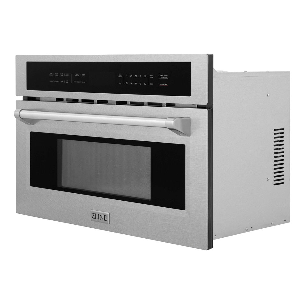 ZLINE 30 Inch Built-In Convection Microwave Oven - 1.6 cu ft Capacity, Satin Stainless Steel Finish with Speed & Sensor Cooking (MWO 30 SS) - Perfect for Modern Kitchens, Small Spaces & Quick Meal Prep