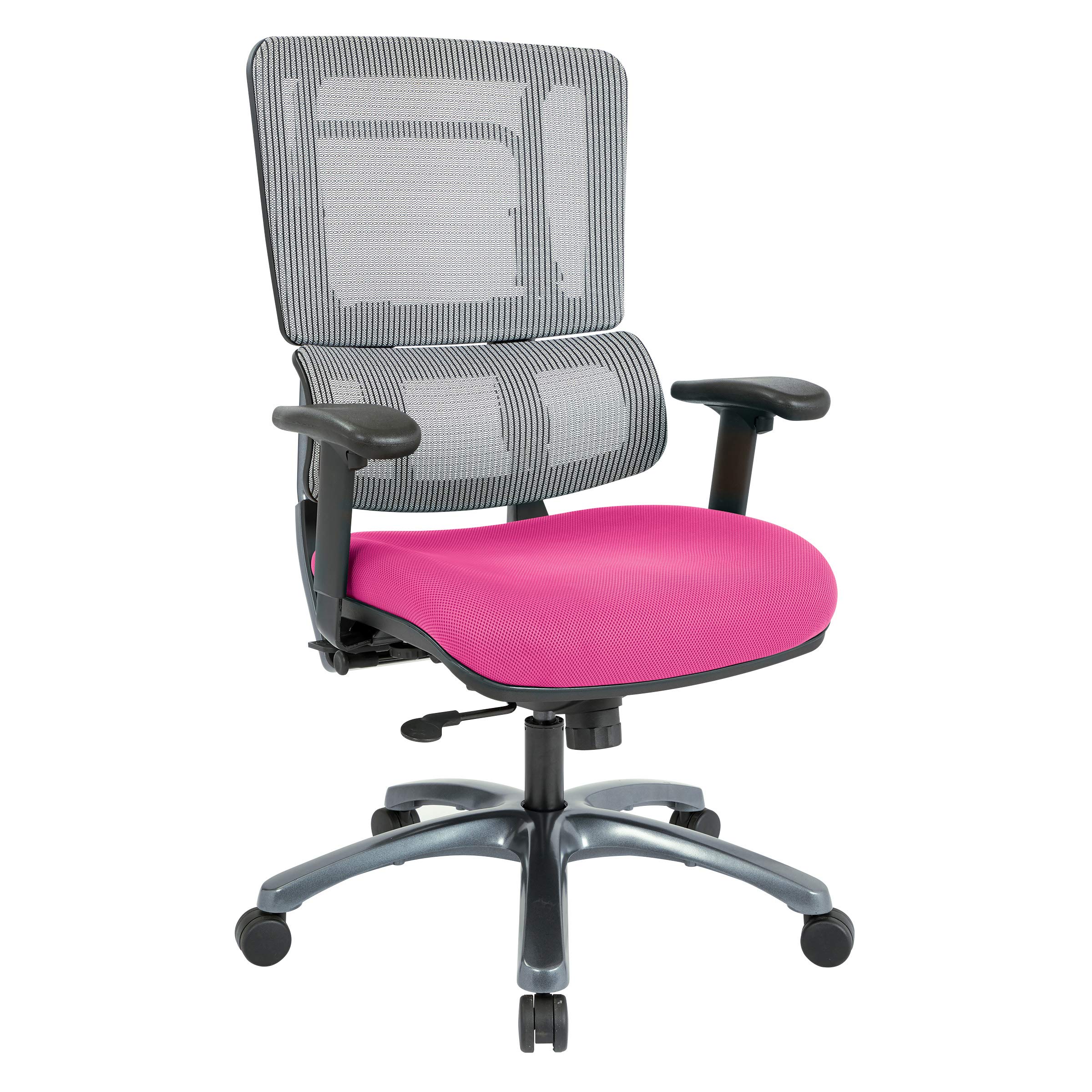 Office Star Pro X996 Ergonomic Mesh Office Chair - Adjustable Height, Lumbar Support, Silver Mesh Back & Pink Seat with Titanium Base - Perfect for Home Office, Gaming & Workspace Comfort