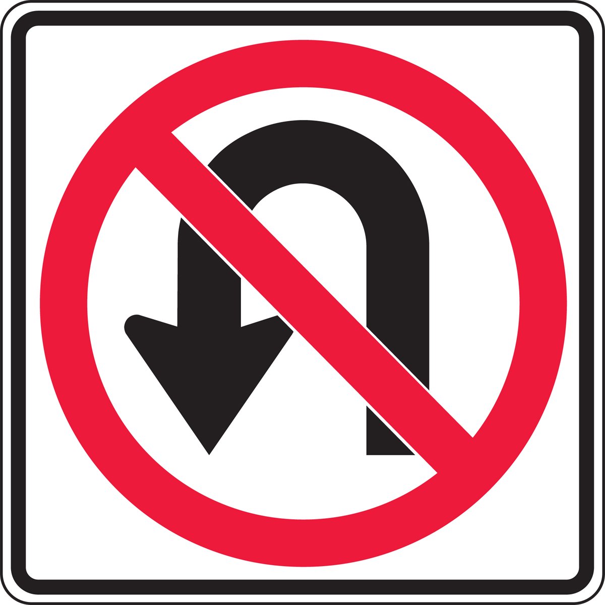 ACCUFORM MR34HP NO U-Turn Lane Guidance Sign - Durable Traffic Control for Parking Lots & Roadways