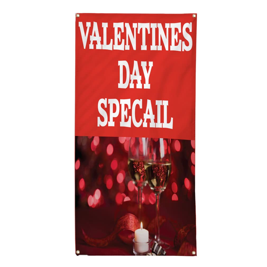 Custom Vertical Vinyl Banner - Valentine's Day Special (Multiple Sizes 144x60 Inches) | Weatherproof Outdoor Business Sign with 10 Grommets | Perfect for Storefronts, Events & Yard Advertising