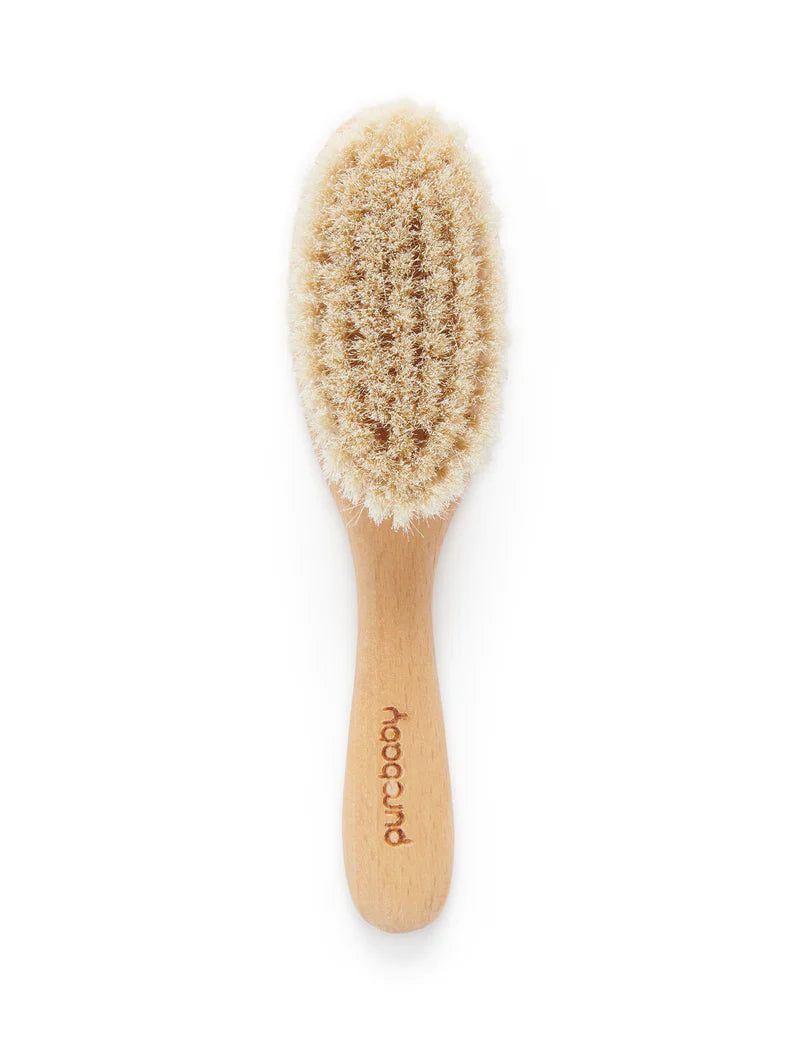 Pure Goat Hair Brush for Baby - Soft & Gentle Newborn Hair Care - Perfect for Sensitive Scalp & Delicate Skin - Ideal for Bath Time & Daily Grooming