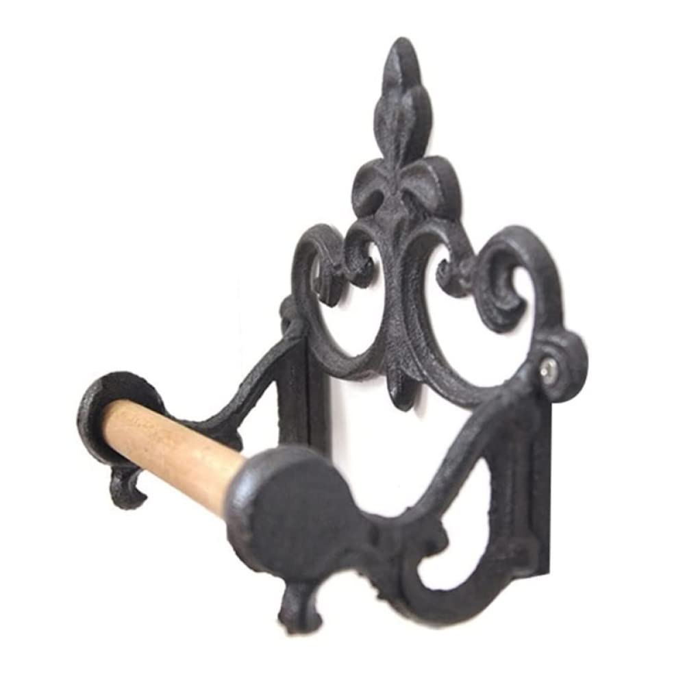 Wrought Iron Paper Towel Holder - Bathroom Tissue Organizer & Toilet Paper Stand - Black Home Decor Accessory for Bathroom, Kitchen, and Laundry Room