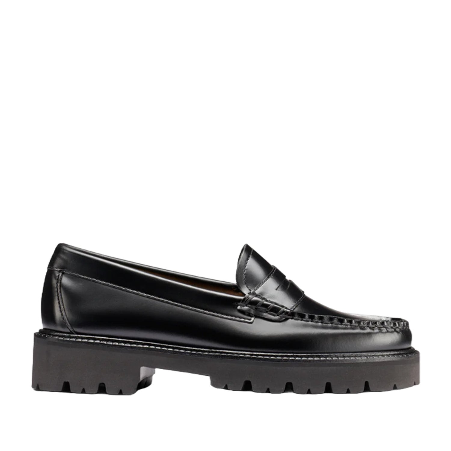 G.H. Bass Women's Whitney Super Lug Weejun Loafers - Black Leather Slip-On Shoes for Women | Comfortable Casual & Office Wear | Perfect for Work, Travel and Everyday Outfits