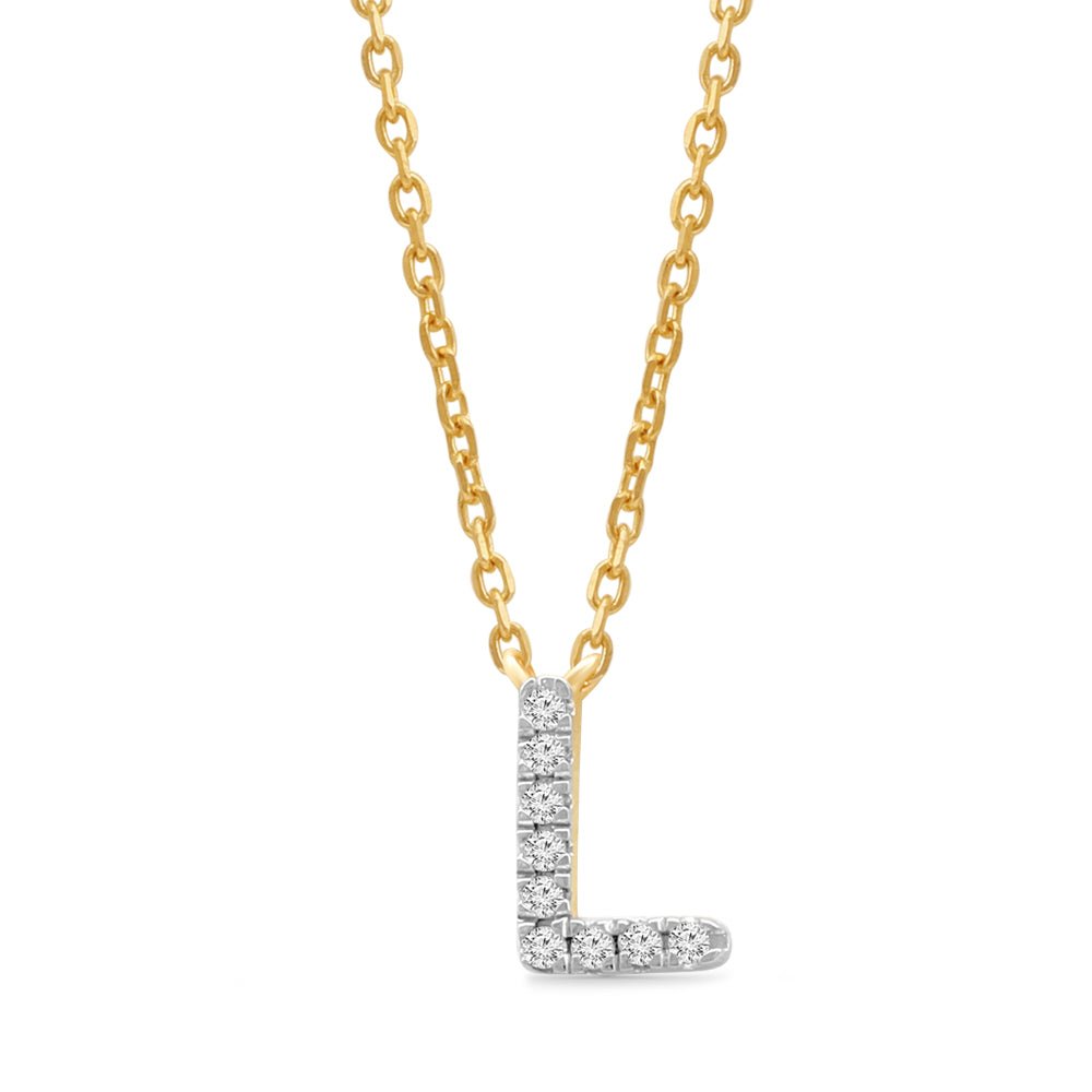 14K Yellow Gold Diamond Initial Charm Necklace - Personalized Classic Jewelry for Women | Perfect Gift for Birthday, Anniversary & Valentine's Day