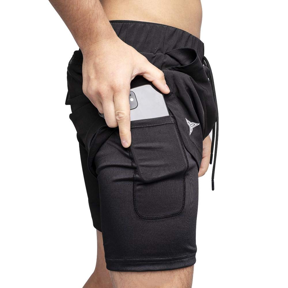 2-in-1 Hybrid Running Shorts with Compression Liner - Quick Dry Gym & Workout Shorts with Phone Pocket, Towel Loop & Zipper | Perfect for Jogging, CrossFit & Outdoor Activities
