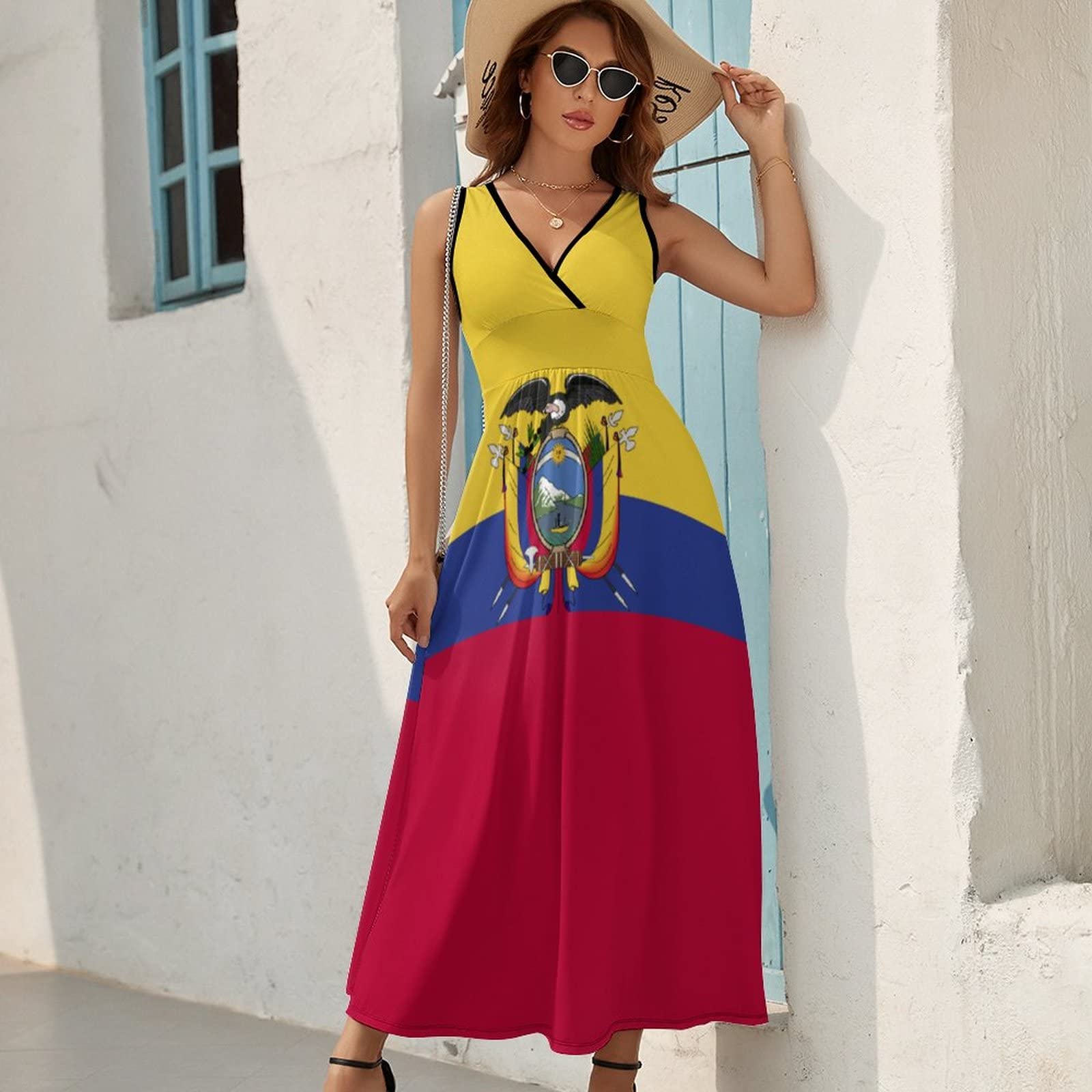 2023 Women's Summer Dresses - Ecuador Flag Print Casual Loose Beach Dress | Flowy Vacation Outfit for Tropical Getaways & Poolside Relaxation