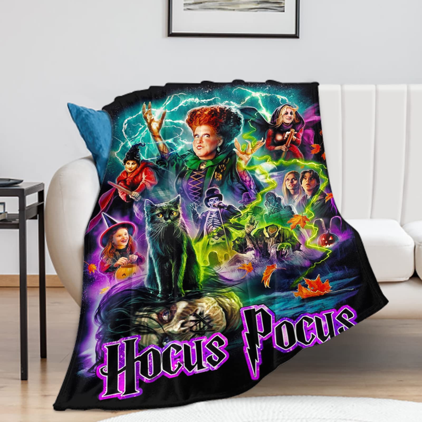 Halloween Witches Plush Throw Blanket - Soft Flannel Cozy Lightweight Blanket 50x40 Inches for Bed, Sofa, Couch - Perfect for Home, Office & Gift - Great for Movie Nights, Camping & Seasonal Decor