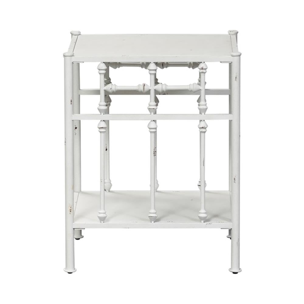 Liberty Furniture Vintage Metal Open Night Stand - Antique White Finish | Bedside Table for Bedroom, Living Room & Office Decor