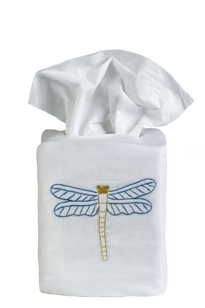 Elegant Hamptons Style Dragonfly Tissue Box Cover - Decorative Home Decor for Living Room, Bedroom, or Bathroom