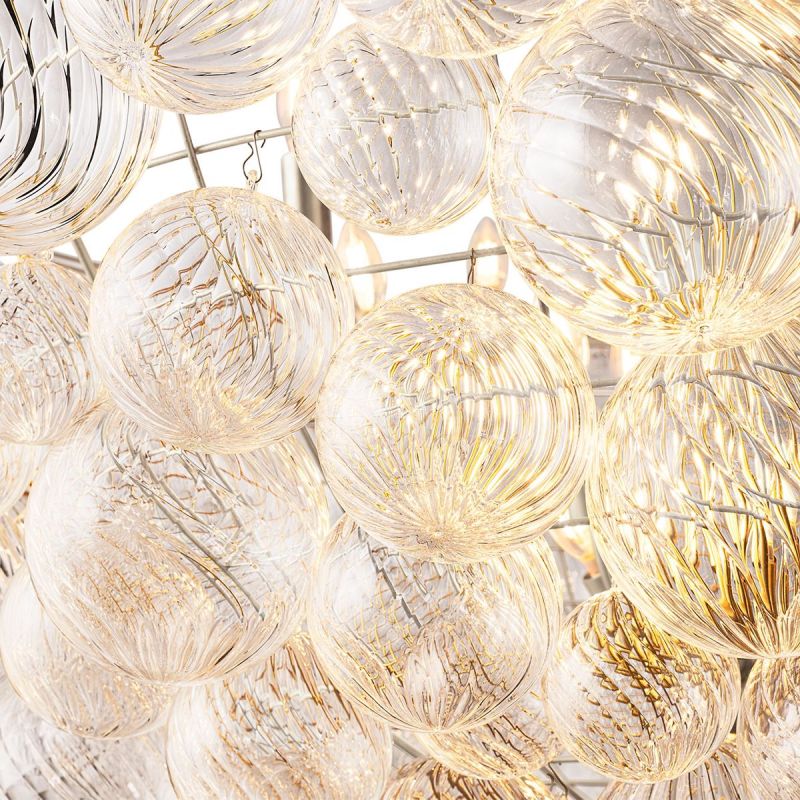 Tammy Linear Glass Ball Chandelier - 51 Inch Modern Crystal Pendant Light Fixture for Dining Room, Living Room & Bedroom Lighting