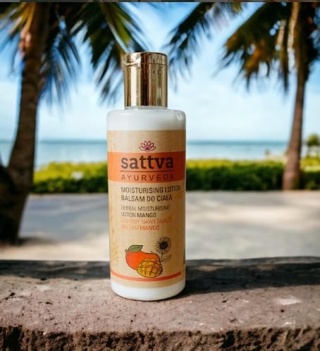Sattva Ayurveda Moisturizing Lotion with Mango Extract - 210ml | Hydrating & Nourishing Body Lotion for Dry Skin | Perfect for Daily Moisturizing & After-Shower Care