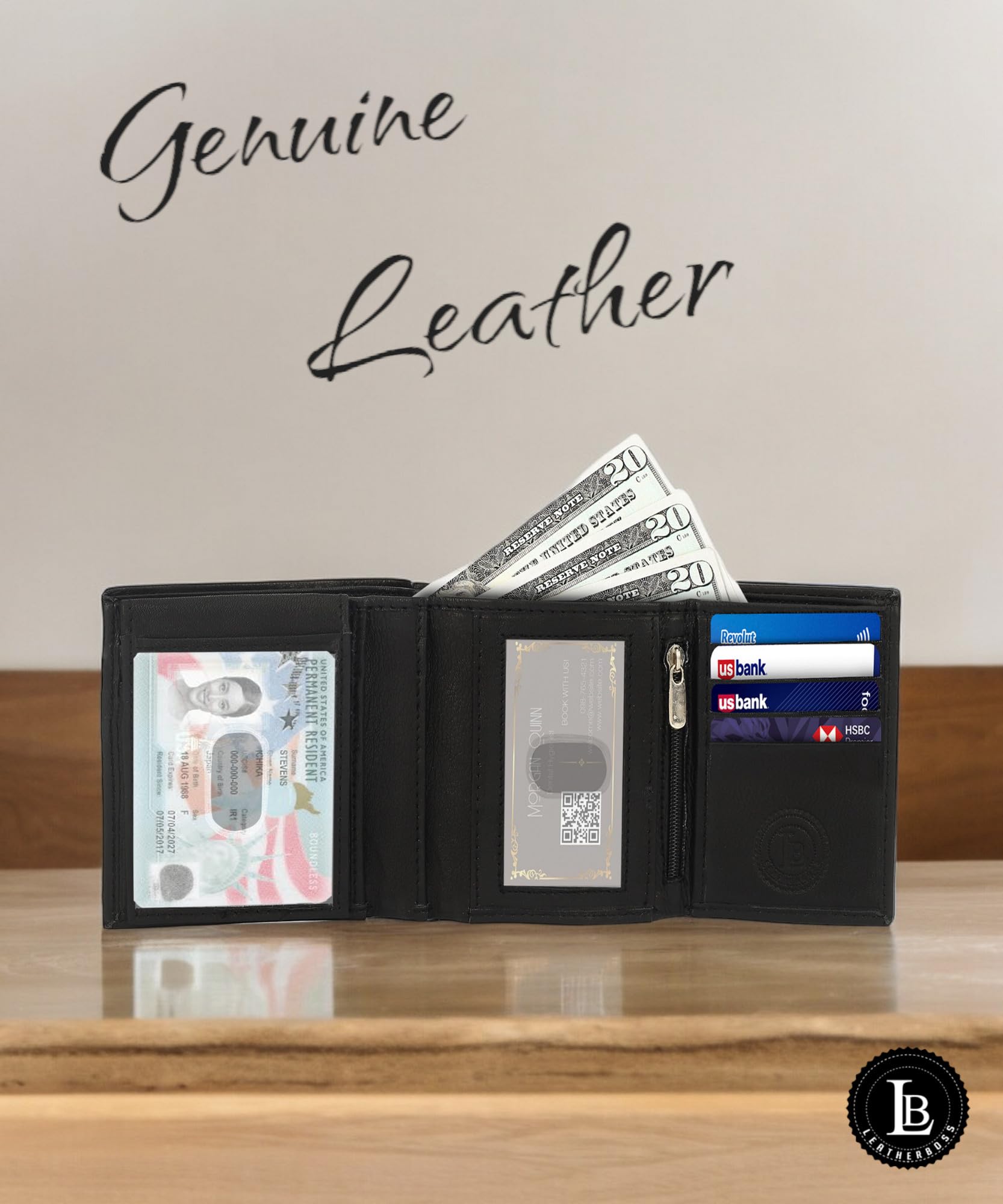 LeatherBoss Men's RFID Trifold Wallet - Slim & Stylish for Everyday Use
