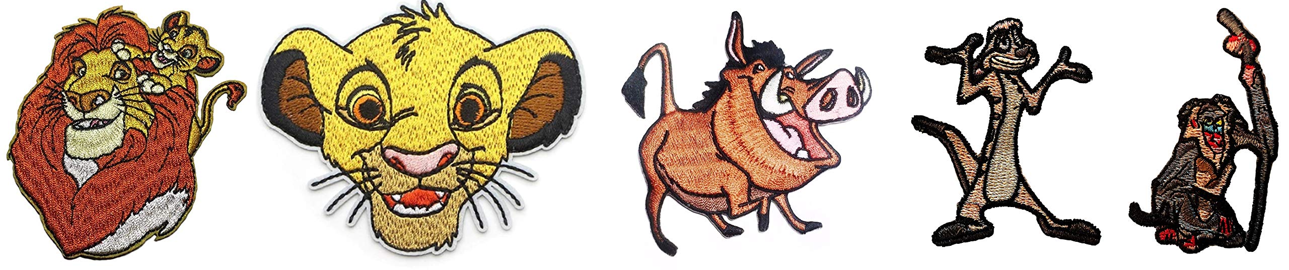 The Lion King Movie Characters Set of 5 Embroidered 3 Inch Iron-On Patches for Jackets, Backpacks & DIY Crafts - Disney Lion King Simba Nala Scar Accessories