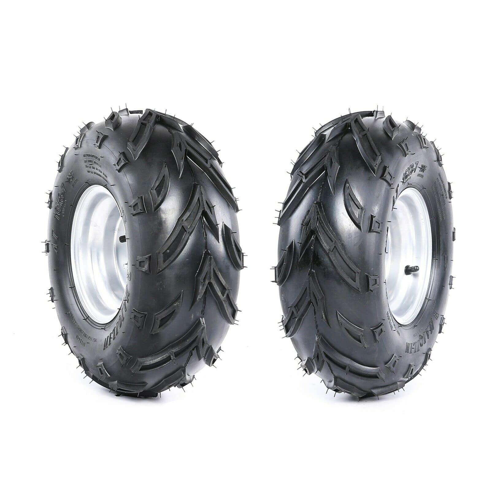 16x8-7 ATV Tires with 3 Bolt Rims - Pair of 7 Inch Go Kart Tires (200/55-7) for Lawn Mowers, Dirt Bikes & Off-Road Vehicles - Perfect for Racing, Trail Riding & Yard Maintenance